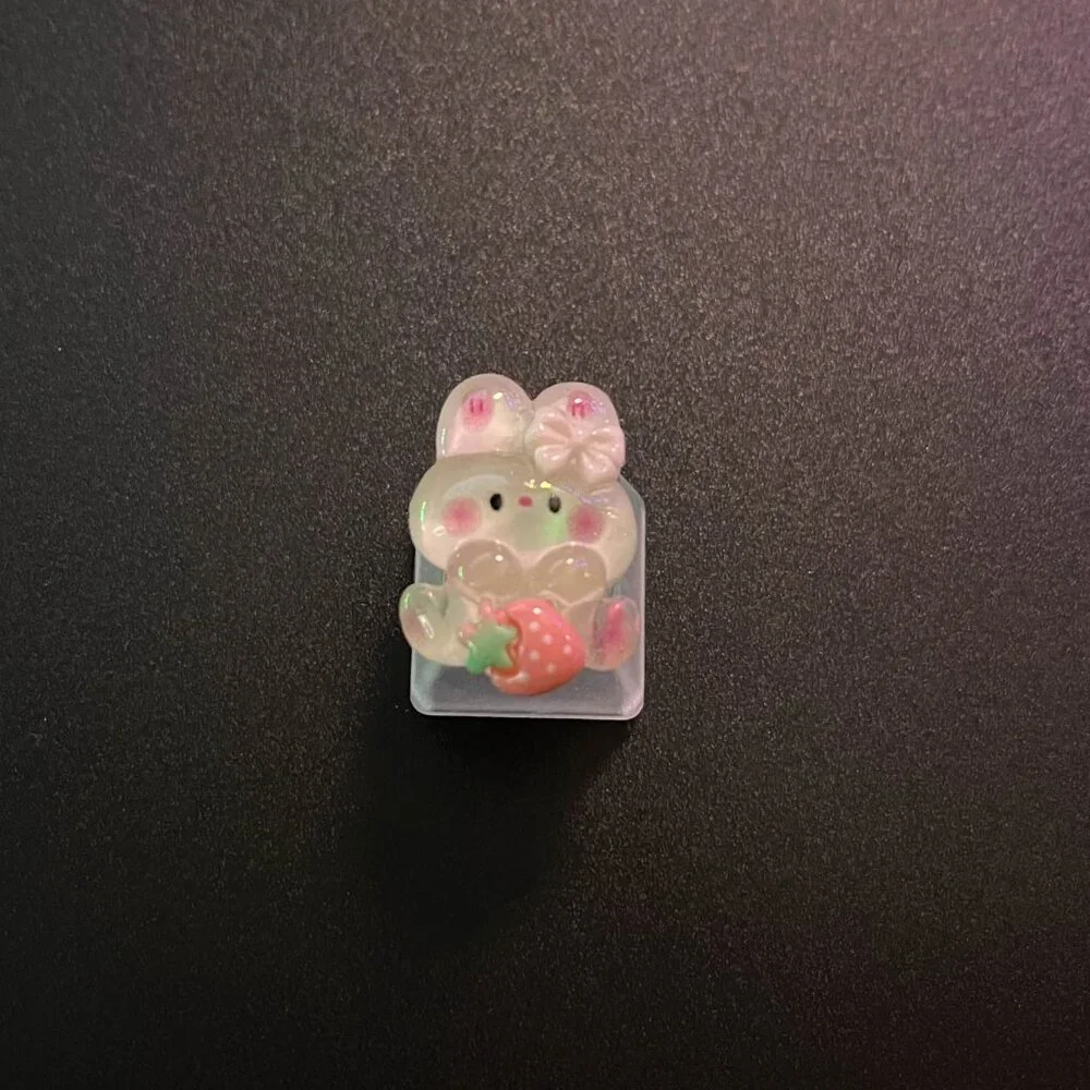 Cute Bunny with Strawberry Keycap OEM Mechanical Keyboard with Cross Axis